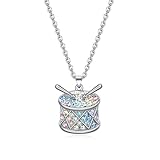 VEEHOO Drum Necklace for Girls Women,Music Lover Jewelry Valentine's Day Christmas Gifts for Her