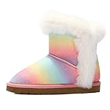 K KomForme Girls Snow Boots Warm Fur Lined Glitter Strap Winter Shoes Lightweight with Hook-and-loop(Toddler/Little Kids/Big Kids)