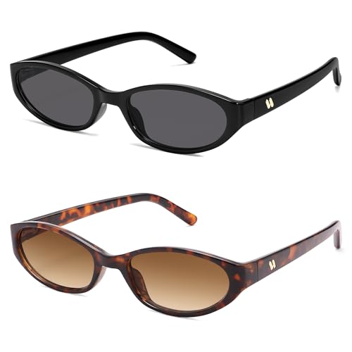 Image of Retro Oval Sunglasses Womens Mens Y2k Trendy Cateye Shades AR82299 | Narrow Round Cute Sunnies,90s 2000s Cool Skinny Frame