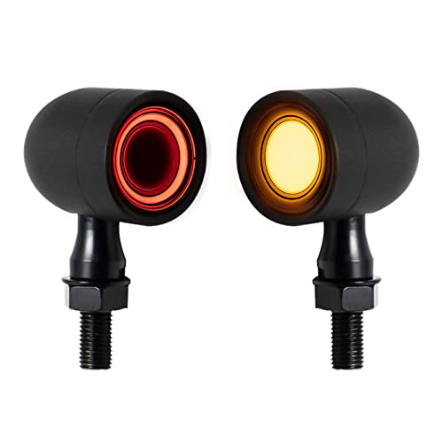 Image of Motorcycle Turn Signals LED Front Lights 2 PCS, Vintage 41 LEDs Switchback White Amber Light for Running Turn Blinkers Universal Fit Scooter Suzuki Yamaha Honda Harley Dyna Bobber-Black