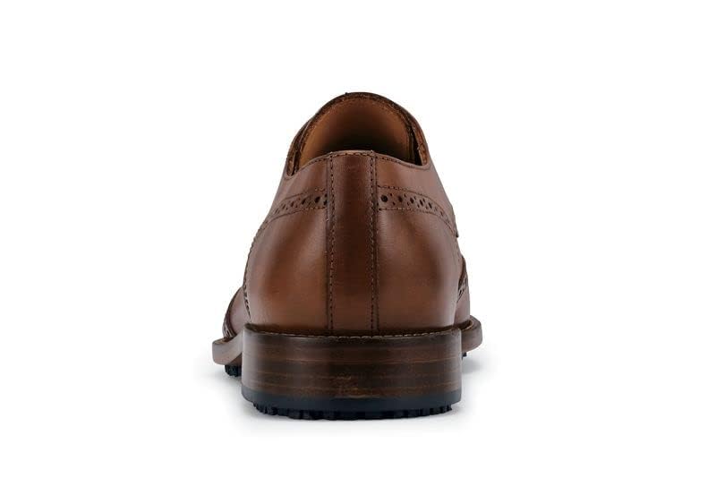 MOZO Portuguese Leather Collection Men's Slip-Resistant Oxfords - Dressy Non-Slip Restaurant Shoes for Men in Food Service - Bronson