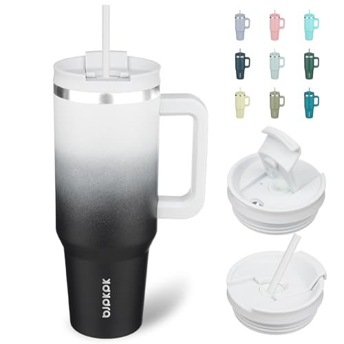 BJPKPK Insulated Tumblers With Handle And Straw 40 oz Stainless Steel Tumbler Cups With Lid,Day And Night