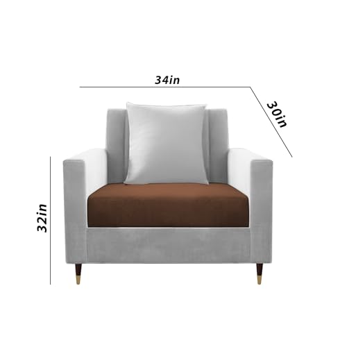 Image of Casaliving Garcia 1 Seater Sofa Set for Living Room (Brown Grey Colour) Premium Fabric Sofa