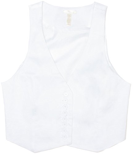 Ragstock Women's Button Up Vest Top - 8 Button, White-Small