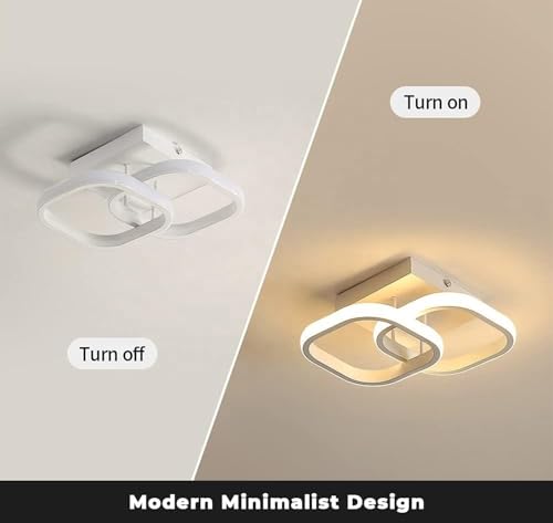 Image of Desidiya Modern Dimmable LED Chandelier Light, 2 Big Square Flush Mount Fixture with Adjustable Light, Three Colour Dimming for Bedroom, Living Room False Ceiling Light, Acrylic Fancy Ceiling Lamp