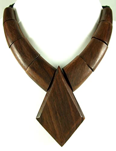 Swimmi Wooden Necklace For Women Men, Natural Large Boho Tribal Sono Wood Pendant On Adjustable Cord Handmade Necklace Ga082 #TOP4