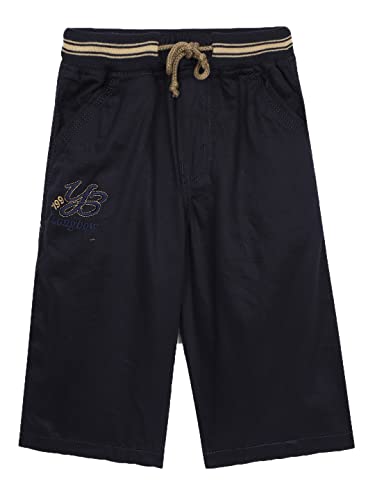 Image of ADBUCKS Boys Mid Rise Relaxed Easy Wash Chambray 3 /4th Cargos Trousers