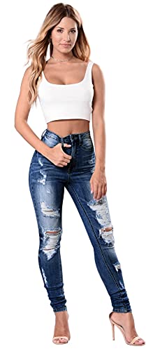 Image of Women's High Waisted Jeans for Women Ripped Skinny Stretch Jeans Distressed Butt Lifting Denim Pants