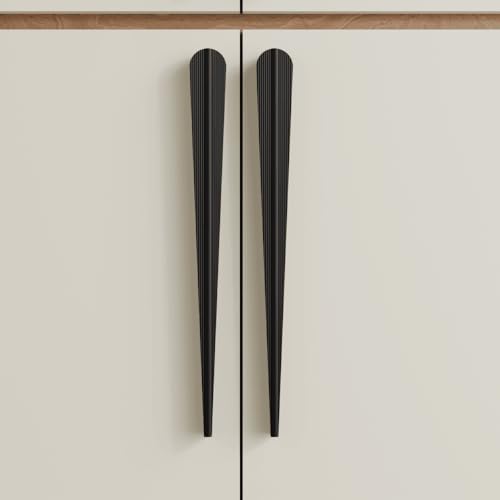 Image of LAPO 18 Inch Pull Handles for Home Cabinets, Ideal for Kitchen Drawer and Wardrobe Handle, Firm Holding Grip, Corrosion Resistant, Hole to Hole Size 44 cm, Easy Fit Setup (Black, Pack of 2)