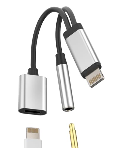 Lightning a Jack 3.5 mm(2en1)Adaptador Cargador Auriculares Accesorios Auxiliar Coche Cascos para iPad Mini para Apple iPhone 14 13 12 11 Pro Max Dongle Cable Auricular Aux Audifonos Carga Convertidor
