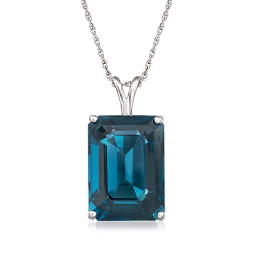 Ross-Simons 14.00 Carat London Blue Topaz Pendant Necklace in Sterling Silver. 18 inches