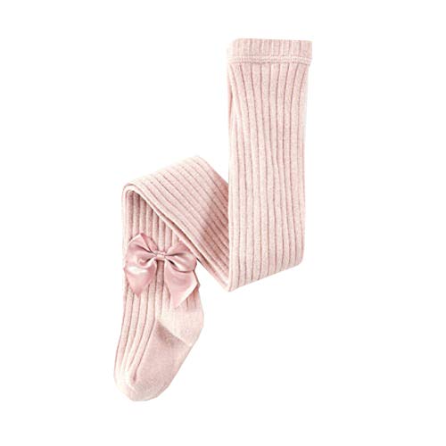 Baby Kid Girls Cotton Warm Knit Tights Socks Hosiery Pantyhose Stockings Leggings with Bowknot 6M-8Y (6-8Y, Pink)