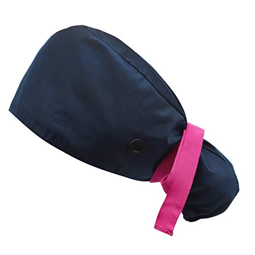 SUMDGE Life Adjustable Working Cap with Button, Cotton Working Hat Sweatband, Elastic Bandage Tie Back Hats for Women & Men, Ponytail Pouch