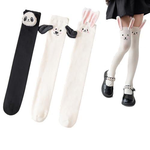 Girl Knee High Socks Cute Cartoon Animal Over-knee Stockings Thigh High Boot Socks 3pairs