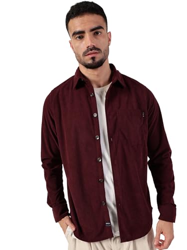 Image of Thomas Scott Men's | Corduroy | Full Sleeve | Slim Fit | Polyester-Blend | Single Pocket | Spread Collar | Casual Shirt