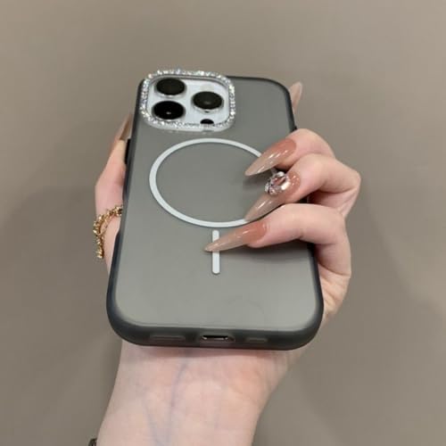 Coque translucide iPhone 15 paillettes blanches et diamants