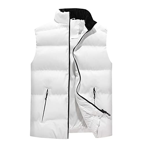 Donggu Veste sans manches pour homme avec col montant et fermeture éclair, blanc, 8X-Large Cover