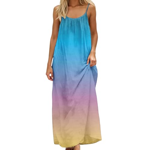 Image of HTHLVMD Backless Cami Dress Summer Dresses for Women 2026 Spaghetti Strap Dresses Womens Solid Color Backless Cami Dress