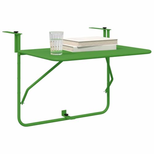 vidaXL Table Suspendue de Balcon Vert 60 x 39 x 65 cm Acier, Table de Jardin et Balcon, Moderne, Robuste, Pliable, Suspendue, Gain de Place, Meuble Multifonction extérieur