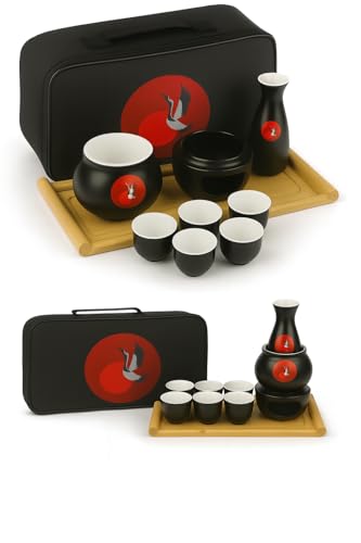 LOONCREST Japanese Sake Cup Set with Warmer