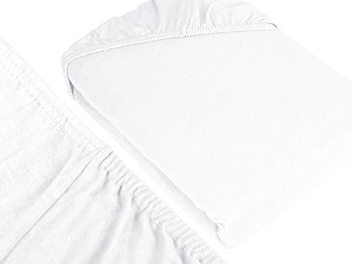 npluseins klassisches Jersey Spannbetttuch - erhältlich in 34 modernen Farben und 6 verschiedenen Größen - 100% Baumwolle, 90-100 x 200 cm, weiß - Image 4
