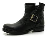 biker stiefeletten nieten  Kathamag Bikerstiefelette Stiefelette Lederstiefelette Leder Schuhe Boots NF800 Farbe Preto, Schuhgröße 40