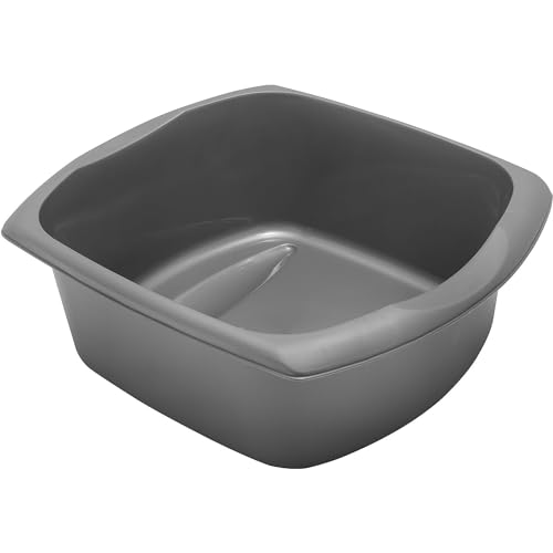 AMK® Addis Rectangular Washing Up Bowl 9.5 Litre Metallic Grey Durable Plastic Kitchen Sink Basin Dish Pan Large Capacity Space Saving