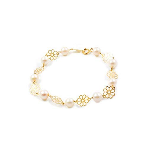 Monde Petit Bracciale per bambini perle - oro giallo 18k (750) - Scatola Regalo - Certificato di garanzia