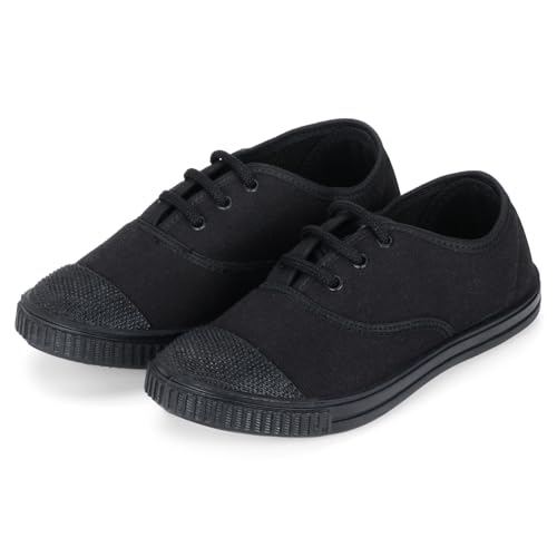 Image of DOCTOR EXTRA SOFT Uniform Tennis Canvas School Shoes with Laces Black & White for Boys & Girls | Memory Foam Cushion & Anti-Bacterial Technology| Lightweight | Comfortable| Durable & Anti-Skid D-3004