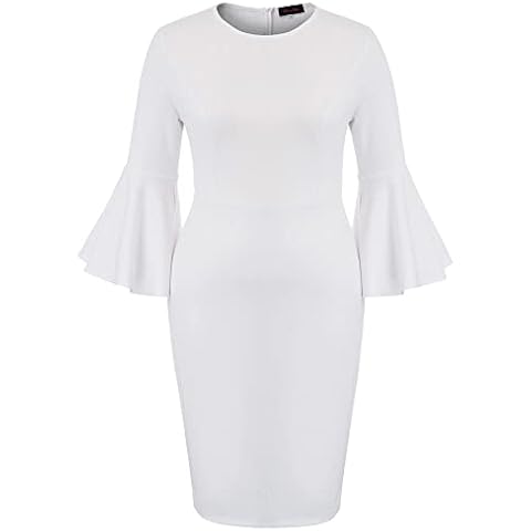 Hanna Nikole Damen 3/4 Trompetenärmel Business Kleid Stretchy Bodycon Kleid Cover