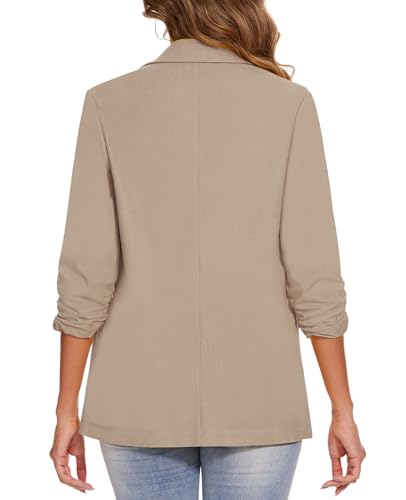 MINTLIMIT Women's Summer Linen Blazer Jackets 3/4 Sleeve Casual Lightweight Notch Lapel Button Blazers Pocket3