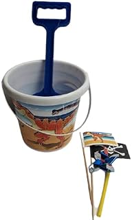 alls Bucket 17cm and 33cm Spade Sandcastle & 2 flags & Mini Windmills Dinosaur