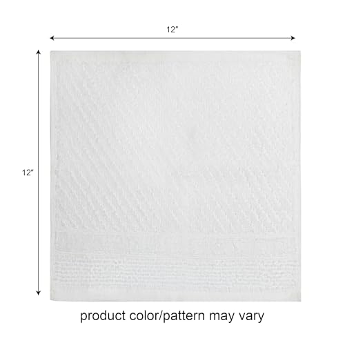 Image of PH Pleasant Home Diagonal Wash Cloths Set - 12 Pack (12 inch x 12 inch) - 509 GSM - 100% Ring Spun Cotton Wash Cloth - Super Soft and Highly Absorbent Face Towels (Green, White & Mint)