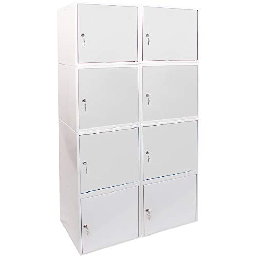 newpo Mega Deal | 8x Schließfachwürfel | HxBxT 45 x 45 x 45 cm | Grau - Garderobe Schließfach Schließfachschrank Schließwürfel Cover