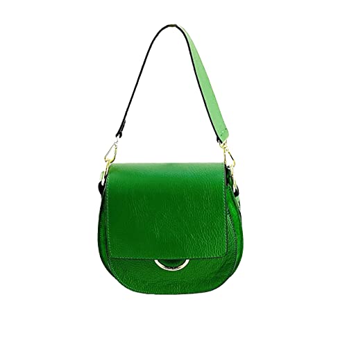 Sac à bandoulière cuir véritable et sac crossbody italien couleur Gazon