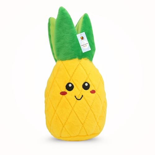 Image of Foodie Puppies Interactive Dog Squeaky Plush Toy - (Pineapple) | Durable Crinkle Papered, Cotton Stuffed Chew Toy for Teething, Cuddling, Playing and Training | for Small to Medium Dogs (Size: 21cm)