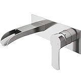 UNIQUE CHARM: The cascading water design transforms this wall-mount faucet into a bathroom centerpiece, while its range of finishes - brushed nickel, chrome, matte black, and matte brushed gold - enhances modern decor. FRIENDLY DESIGN: The single han...
