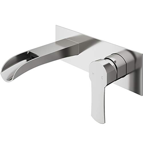 VIGO VG05004BN 3 H Cornelius Brushed Nickel Single-Handle Dual Hole Wall Mount WaterSense Solid Brass Bathroom Sink Faucet