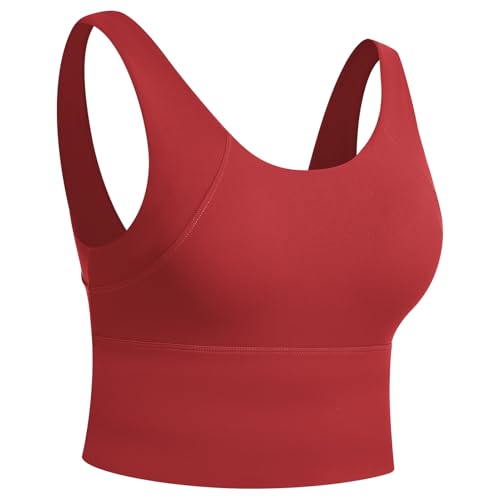 Image of ABOCIW Longline Sports Bra for Women V Back Wireless Padded Medium Support Yoga Bra Workout Crop Tank Tops