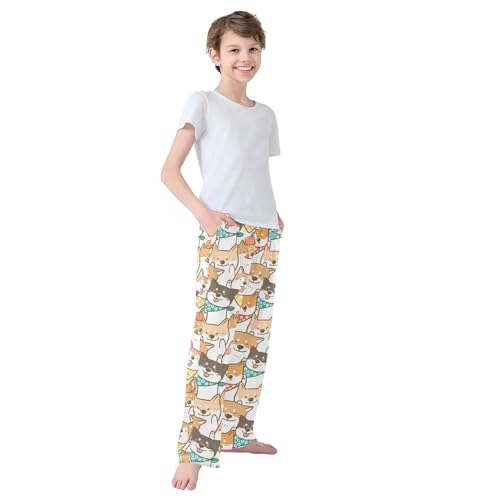 Boys' Pants Cute Shiba Inu Dog Long Bottoms Jogger Pants Elastic Waist Trousers with Pockets S-XL4