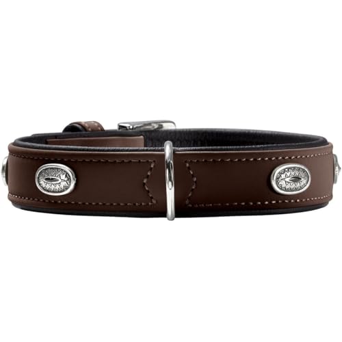 HUNTER SOFTIE STONE Hundehalsband, Kunstleder, mit Applikationen, pflegeleicht, 45 (S-M), braun