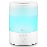 Tasigok 加湿器 小型 卓上 大容量 2.5L 上から給水 アロマ対応 LEDライト 睡眠モード タイマー 3段階ミスト量 おしゃれ お手入れ簡単 強力 超音波式 静音 28dB 省エネ 6畳 15畳 空焚き防止 水漏れ防止 寝室 オフィス リビング コンパクト 次亜塩素酸水 乾燥対策 ホワイト
