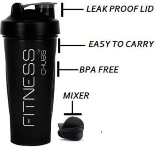 Image of CHUBS Fitness Series Gym Shaker with Mixer Ball 700 ml Shaker..,Black,Plastic
