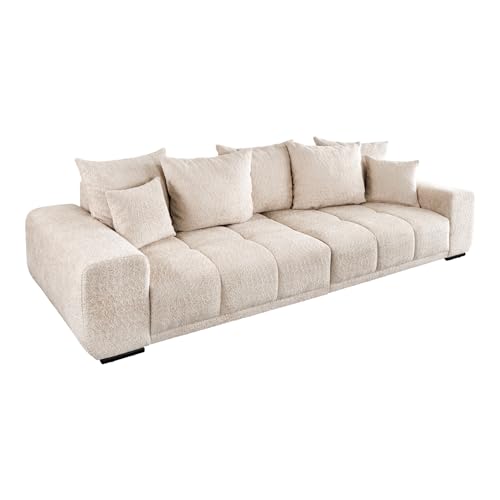 Riess Ambiente Modernes XXL Sofa ELEGANCIA 285cm Champagner beige Bouclé Bigsofa Couch inkl. Kissen Polstersofa Polstercouch Wohnzimmer