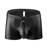 RUMAOZIA Boxer erotici da uomo in pelle PU pantaloncini in pelle sintetica effetto bagnato pantaloni corti uomo clubwear uomo sexy vita elastica Rave Hot Short Pants zip uomo sexy pantaloncini sexy