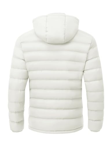 Image of TBMPOY Men's Lightweight Puffer Jackets Detachable Hood Water-Resistant Casual Winter Coat Hooded Insulated for Travel Ski