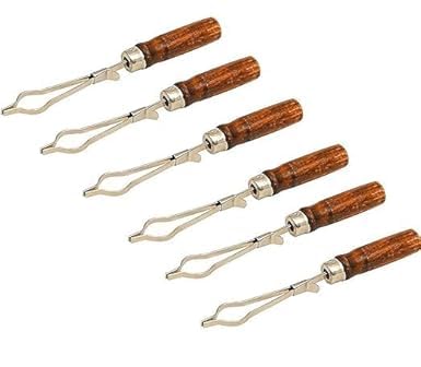 Tube Holder with Wooden Handle for Holding Test Tubes (15mm - 25mm Diameter) for lab use and Industry use (Pack of 6) for Lab Laboratory, School, College and Professional use