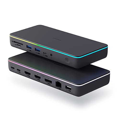 Image of Hagibis DisplayLink Docking Station for MacBook M1 /M2 /Windows, Triple Display 3 Monitors USB C Hub with LED Strip Light, 8K HDMI, 4K@60Hz DispalyPort, 100W PD, 2.5G RJ45, 10Gbps USB3.1