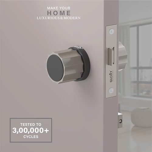 Image of Gloxy Mortise Keyless Knob Handle for Mortise Keyless Round Lock for Balcony Keyless Lock Handle Set for Storeroom, Store Room, Office |Satin & Black Finish (2 Years Warranty, Pack of 1)