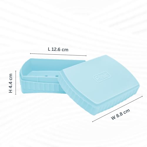 Image of FLAIR Estella Soap Case with Drainage | Reusable & Durable Soap Box | Modern Bathroom Soap Holder (2, Blue)